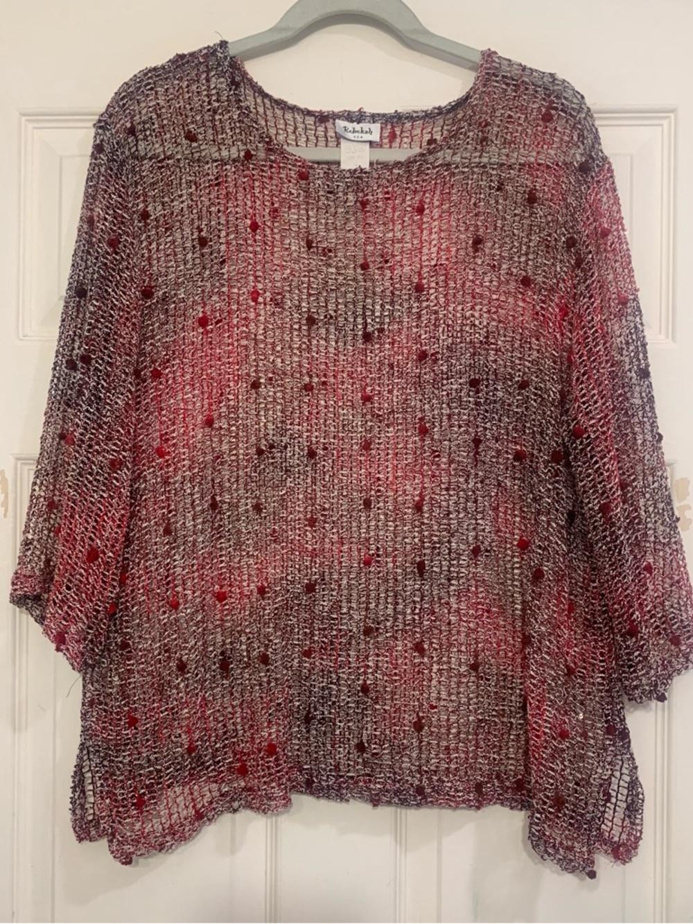 Vintage Rebekah Net Mesh Maroon Bohemian Large Blouse.       3293-J3